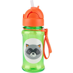 Skip Hop Zοο Raccoon Παιδικό Παγούρι Πλαστικό BPA Free με Καλαμάκι Πράσινο Πορτοκαλί 355ml