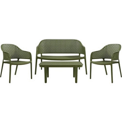 Woodwell Malaga Σετ Σαλόνι Κήπου Πλαστικό 4τμχ Πράσινο Ε320,S2