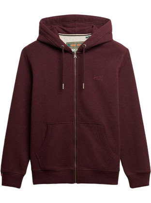 Superdry Ανδρική Ζακέτα Φούτερ με Κουκούλα και Φερμουάρ Μπορντό M2014128A-I1M