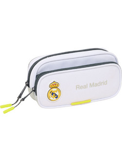 Safta CF Real Madrid Κασετίνα Βαρελάκι με 2 Θήκες Λευκή 812554602
