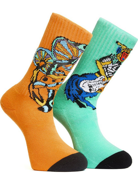 Volcom Bob Mollema Ανδρικές Κάλτσες Ψηλές με Σχέδια Πορτοκαλί Τιρκουάζ 2Pack D6312506-MNT