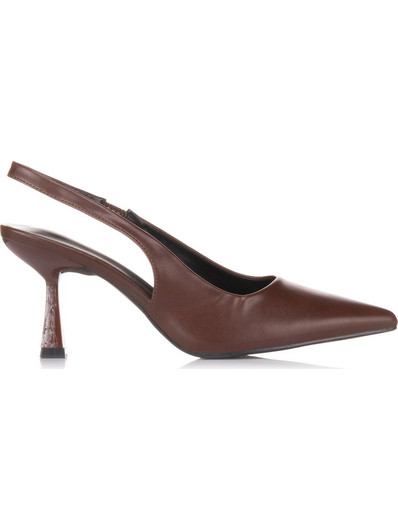 Miramax Γόβες Slingback Δερμάτινες με Λεπτό Ψηλό Τακούνι Καφέ H1828