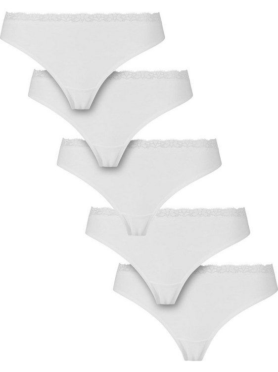 Urban Classics Βαμβακερά Γυναικεία String με Δαντέλα Λευκά Multipack TB7667C-03879