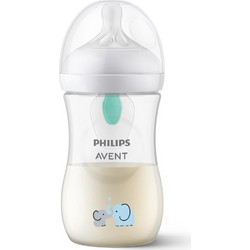 Philips Avent Natural Response Πλαστικό Μπιμπερό με Θηλή Σιλικόνης κατά των Κολικών 3+ Μηνών Transparent Elephant 260ml SCY673/81