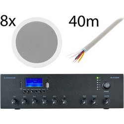 Monacor 8X EDL-28 PA-812DAP Bundle Σετ Παθητικά Ηχεία Οροφής 10W Μαύρα
