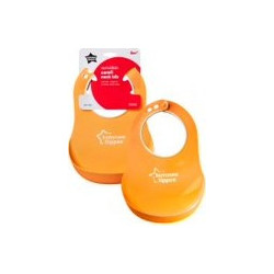 Tommee Tippee Ess Comfi Αδιάβροχη Σαλιάρα Πλαστική με Κουμπί & Τσέπη 6m+ Πορτοκαλί