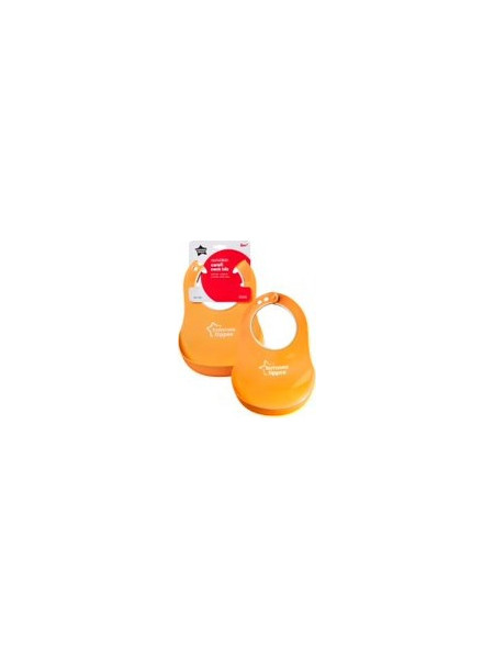 Tommee Tippee Ess Comfi Αδιάβροχη Σαλιάρα Πλαστική με Κουμπί & Τσέπη 6m+ Πορτοκαλί