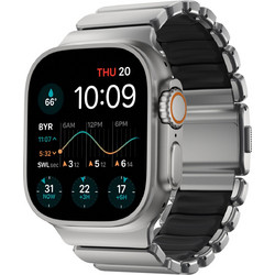 Nomad Stratos Titanium FKM Λουράκι Μεταλλικό Natural / Black (Apple Watch 42 / 44 / 45 / 46 / 49mm)