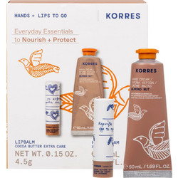 Korres Εveryday Essentials Almond Nut Hand Cream 50ml + Cocoa Butter Extra Care Lip Balm 4.5gr