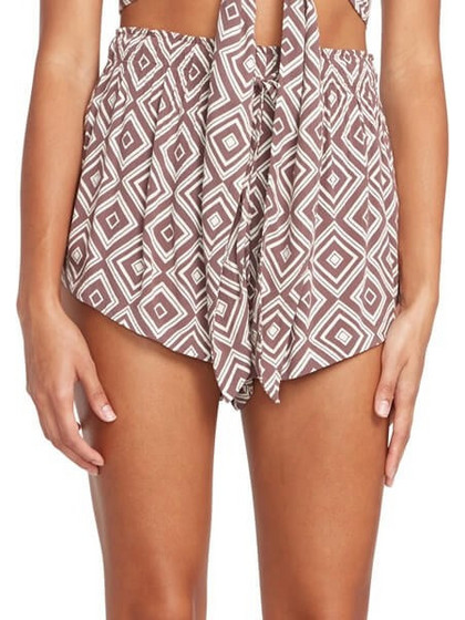 Volcom Γυναικείο Σορτς Υφασμάτινο Ψηλόμεσο Μπεζ Καφέ B0922300-SLT