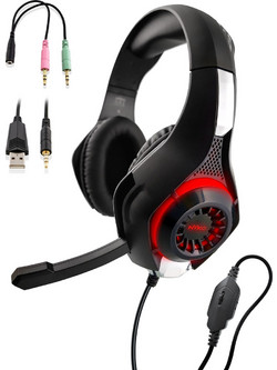 Nyko Core Gaming Headset Over Ear Black Red