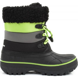 Lee Cooper Παιδικές Μπότες Χιονιού Μαύρες Ανθρακί Lime Αδιάβροχες με Γούνα LCJ-24-44-2856K