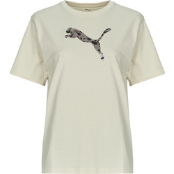 Puma ESS+ Graphic Γυναικείο Αθλητικό T-Shirt Μπεζ 691821-87
