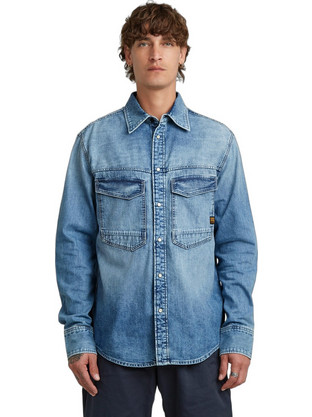 G-Star RAW Ανδρικό Πουκάμισο Τζιν Μακρυμάνικο Κανονική Γραμμή Μπλε D23006-D252-H954
