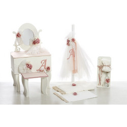 Bellissimo Σετ Βάπτισης με Μπουντουάρ για Κορίτσι Signature Rose ΣΚΒ-2608