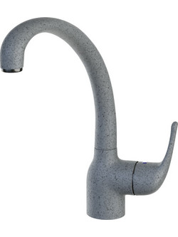 Sanitec Jolla Metallic Silver Μπαταρία Κουζίνας Πάγκου Διπλής Παροχής Ανάμεικτη Γκρι