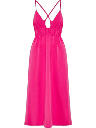Funky Buddha Midi Καλοκαιρινό Βραδινό Φόρεμα Φούξια FBL013-129-13