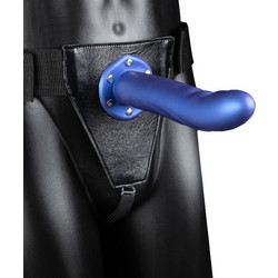 Ouch! Textured Curved Hollow Harness Strap On με Dildo 20cm Μπλε