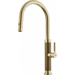 Franke Mythos Masterpiece J 3156807715 Μπαταρία Κουζίνας Πάγκου Διπλής Παροχής Ανάμεικτη με Ντουζ Χρυσή