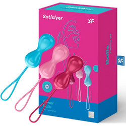 Satisfyer Power Balls Training Σετ Κολπικές Μπάλες Μπλε Κόκκινες Ροζ 3τμχ