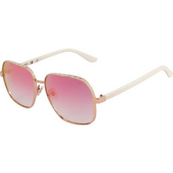 Guess GU00107 21Z Γυναικεία Γυαλιά Ηλίου Τετράγωνα Μεταλλικά Λευκά με Ροζ Φακό