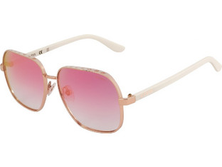 Guess GU00107 21Z Γυναικεία Γυαλιά Ηλίου Τετράγωνα Μεταλλικά Λευκά με Ροζ Φακό
