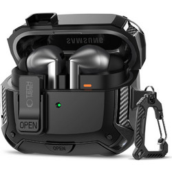 Tech-Protect Carbonox MagSafe Θήκη Πλαστική με Γάντζο για Samsung Galaxy Buds 3 / 3 FE / 3 Pro Μαύρη