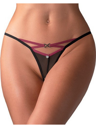 Obsessive Novenes Γυναικείο Sexy String Αυτοκινήτου Μαύρο Φούξια 5901688257777