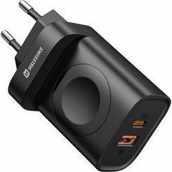 Swissten 22045520 2in1 Φορτιστής χωρίς Καλώδιο με Θύρα USB-A & Θύρα USB-C 22.5W