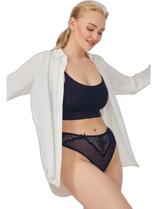 Cottonhill Γυναικείο Sexy Brazil με Δαντέλα Navy Μπλε CH6006