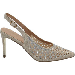 Menbur Γόβες Slingback Δερμάτινες με Τακούνι Στιλέτο με Στρας Μπεζ 21434-0087-1-499