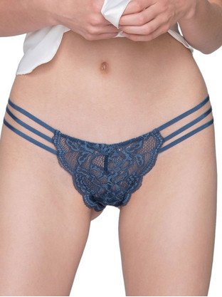 Luna Γυναικείο Sexy Brazil με Δαντέλα Μπλε 25272