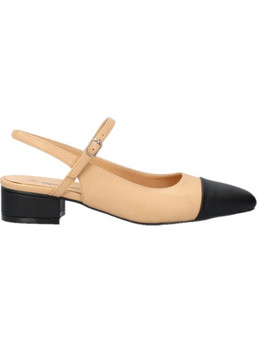 Andres Machado Γόβες Slingback Δερμάτινες με Χοντρό Χαμηλό Τακούνι Μπεζ 6061-13