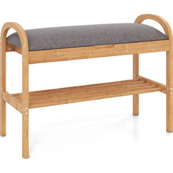 Costway Παπουτσοθήκη Σκαμπό Bamboo Φυσικό Χρώμα M70xΠ31.5xΥ51cm JV12274GR