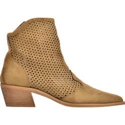 Corina Γυναικεία Μποτάκια Cowgirl Δερμάτινα Καφέ με Χοντρό Χαμηλό Τακούνι M1005