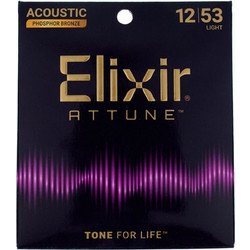 Elixir Strings Attune 21052 Σετ 6 Χορδές Ακουστικής Κιθάρας Phosphor Bronze 12-53" Medium Tension