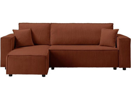 Nextdeco Γωνιακός Καναπές Κρεβάτι Αναστρέψιμη Γωνία με Αποθηκευτικό Χώρο Καφέ 240x142x82cm 11015-02