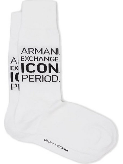 Armani Exchange Ανδρικές Κάλτσες Ψηλές με Σχέδια Λευκές 953033-CC652-00010