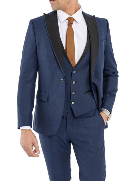 Versace Casual Ανδρικό Κοστούμι Καλοκαιρινό με Κανονική Εφαρμογή & Γιλέκο Μπλε 07.35DOMENICOA