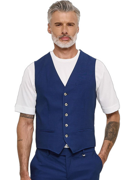 Sogo Καλοκαιρινό Ανδρικό Γιλέκο Casual με Κανονική Εφαρμογή Navy Μπλε 26031-092-283