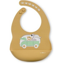 Saro Little Explorers Van Αδιάβροχη Σαλιάρα Σιλικόνης με Κουμπί & Τσέπη 6m+ Πορτοκαλί