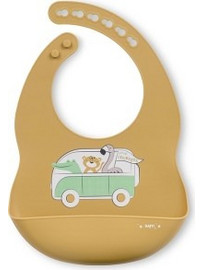 Saro Little Explorers Van Αδιάβροχη Σαλιάρα Σιλικόνης με Κουμπί & Τσέπη 6m+ Πορτοκαλί