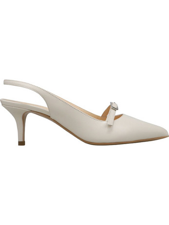 Haralas Γόβες Slingback Δερμάτινες με Τακούνι Στιλέτο Εκρού 974121