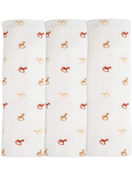 Trois Kilos Sept Horses Πάνες Αγκαλιάς από Μουσελίνα Λευκές 70x70cm 3τμχ