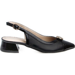 Fratelli Petridi Γόβες Slingback Δερμάτινες με Χοντρό Χαμηλό Τακούνι Μαύρες 1316