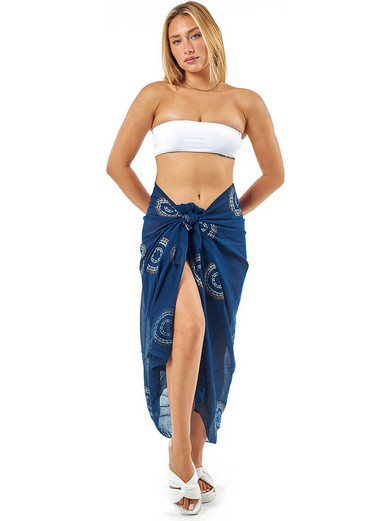 Verde Παρεό Μακρύ Βαμβακερό Navy Μπλε 08-0113