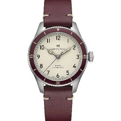 Hamilton Khaki Aviation Ανδρικό Ρολόι Αυτόματο με Μπορντό Δερμάτινο Λουράκι H76265810
