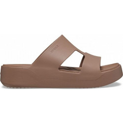 Crocs Getaway H-Strap Γυναικείες Παντόφλες Καλοκαιρινές Flatforms Ανατομικές Αντιολισθητικές Καφέ 209409-2Q9