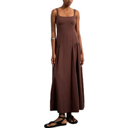 Topshop Maxi Καλοκαιρινό Βραδινό Φόρεμα Λινό Σοκολατί 31001028