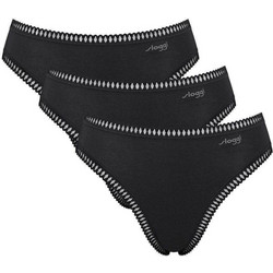 Sloggi Go Crush Βαμβακερά Γυναικεία Slip με Δαντέλα Μαύρα 3Pack 10219663-0004